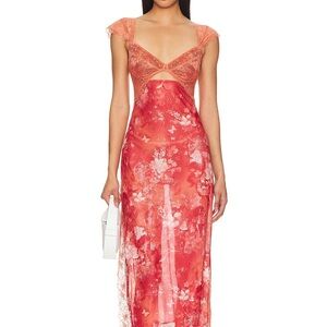 Intimately x FP Suddenly Fine Maxi Slip Apricot Combo